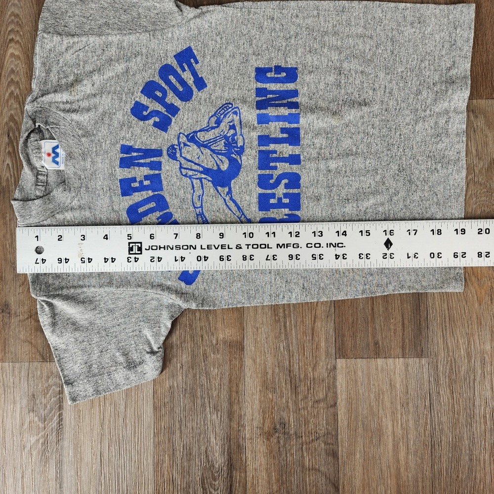 Vintage Garden Spot Wrestling T-Shirt Gray Blue Graphic Youth Medium Made in USA - Picture 7 of 9